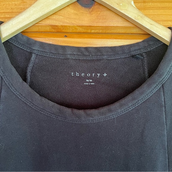 Theory Men's Black Short Sleeve Round Neck Cotton Sweatshirt M - 3 Pockets - Picture 3 of 7